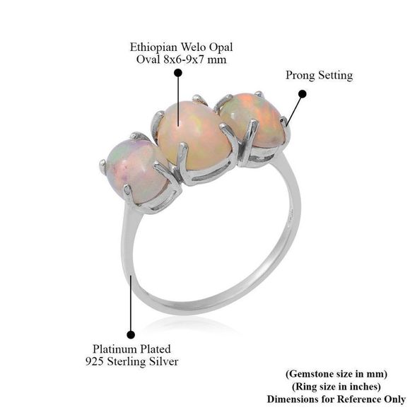Ethiopian Welo Opal 3 Stone Ring Size 8 - Picture 8 of 9